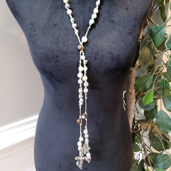 Unbranded Jewelry - Womens Fashion Mixed Bead Faceted Bead Natural Quartz Chips Tassel Long Necklace
